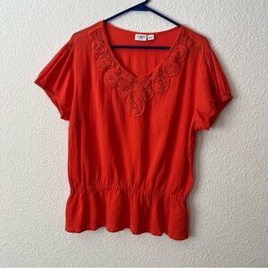 Cato Short Sleeve V Neck Orange Top Women’s Size 14/16W